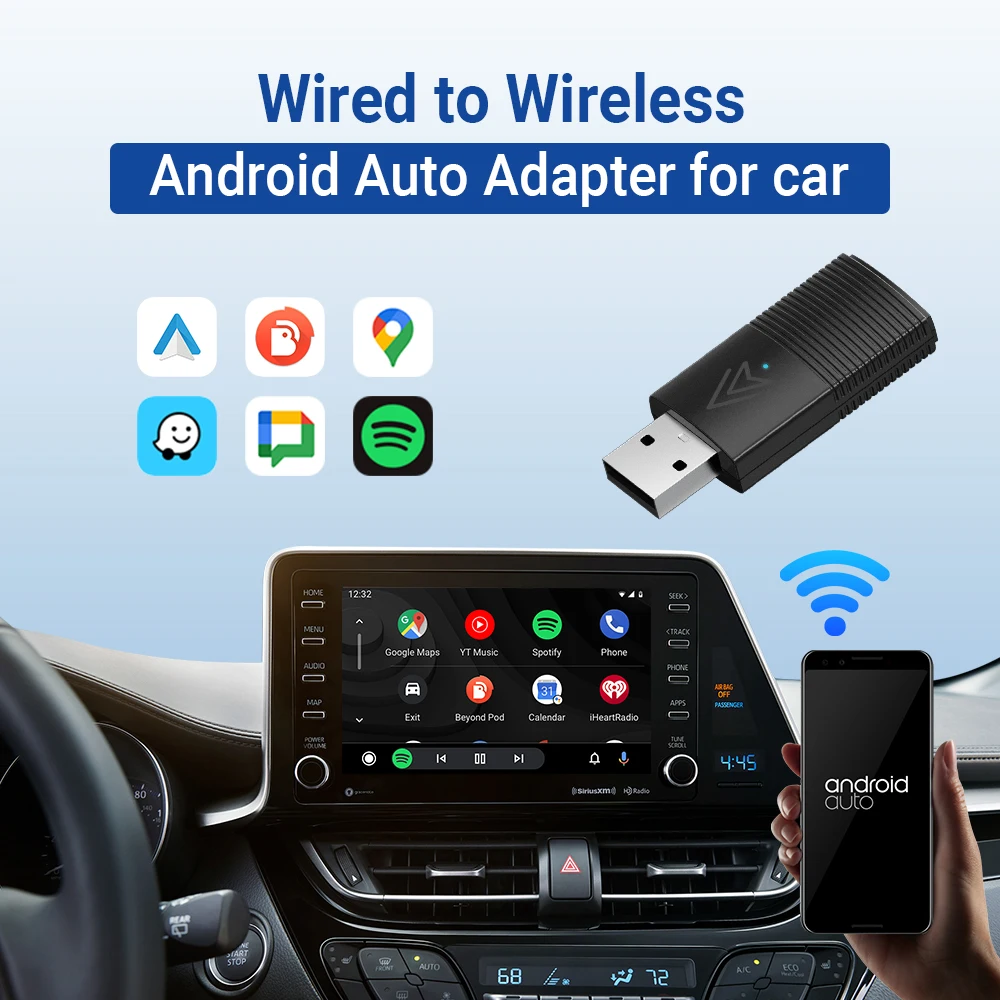 NEW HOT Mini Wireless Android Auto Converter Wired Android Auto to Wireless Android Auto Adapter for Most Cars