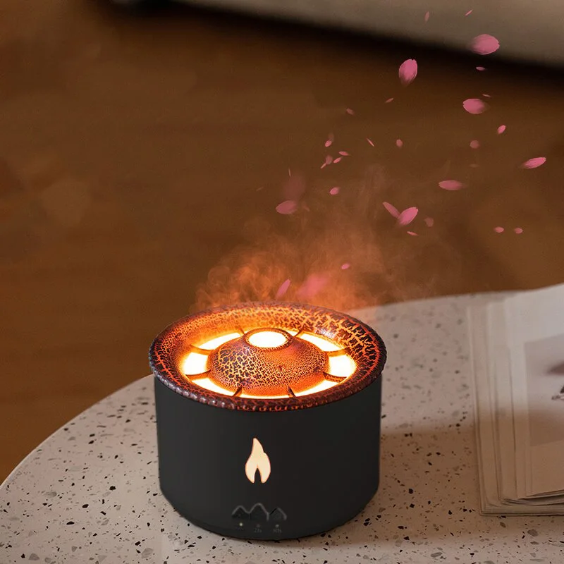 350ML Ultrasonic Flame Aroma therapy Machine Night Lamp Aroma Jellyfish Blue Fire Humidifier for Home Fragrance