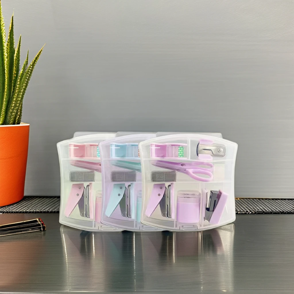 Sachool Essential Mini Office Stationery Supply Kits Metal Paper Plastic School and Student Use Office Accessories