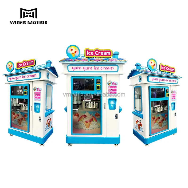 Full Automatic Ice Cream Vending Machine Outdoor Soft Ice Cream Vending Machine with Advertising Screen