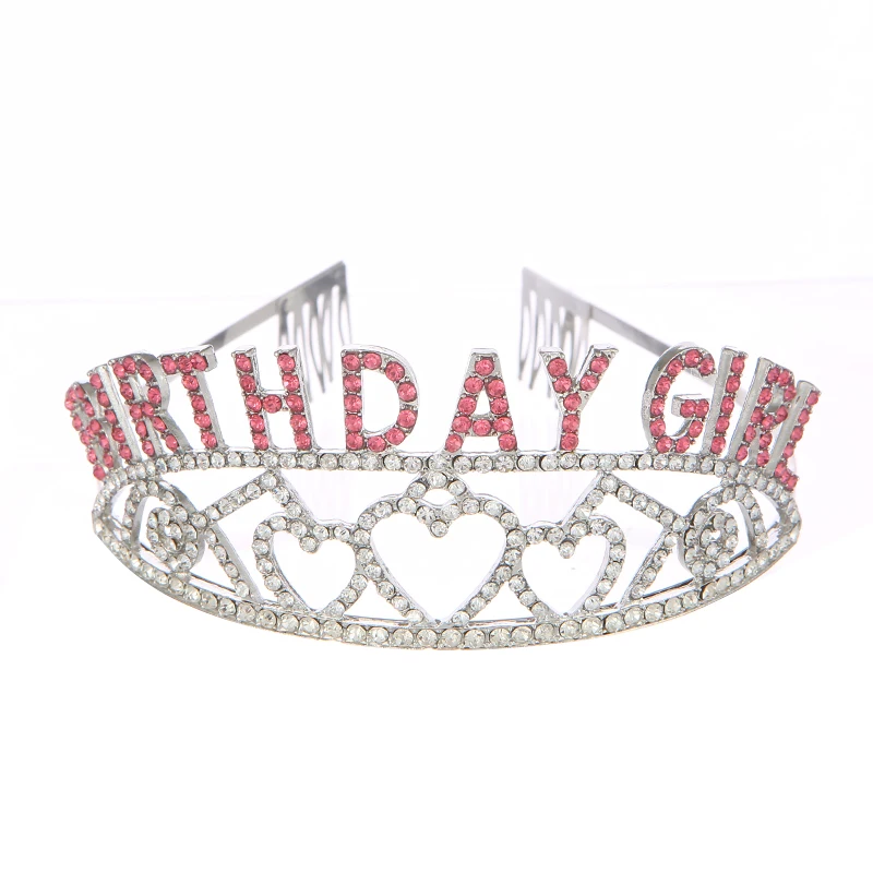 Оптовая продажа, повязка на голову на день рождения для девочек, тиара на день рождения для женщин, корона принцессы на день рождения со стразами, корона с расческой