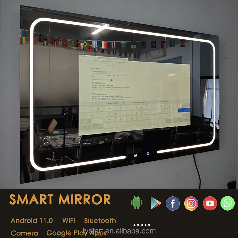 bathroom cosmetic mirror with led light smart mirror bathroom bluetooth mirror smart tv