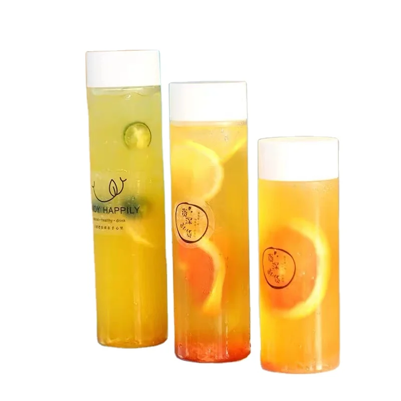 600ml Round  PET Voss Style Plastic Juice Bottles for Beverage with Tamper Evident Lids