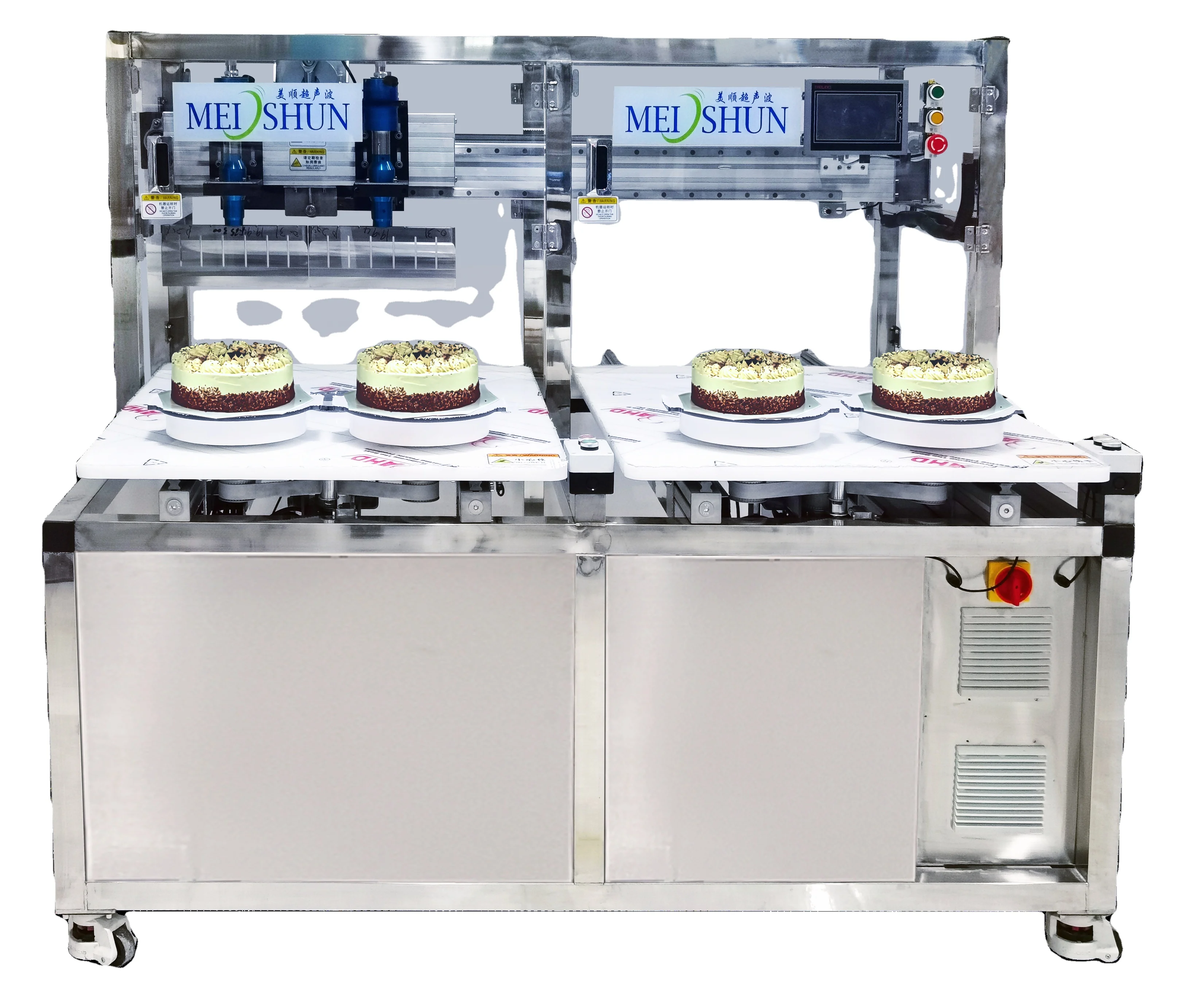 Unique design labor saving automatic cake cutting machine round sheet cake roll industrial cutting equipment