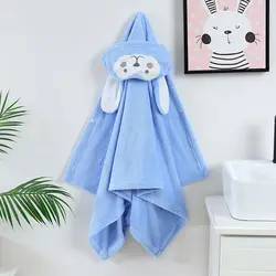 Wholesale High quality microfiber kids bathrobe coral velvet robe girl boy custom wearable bath towel for hotel pool use