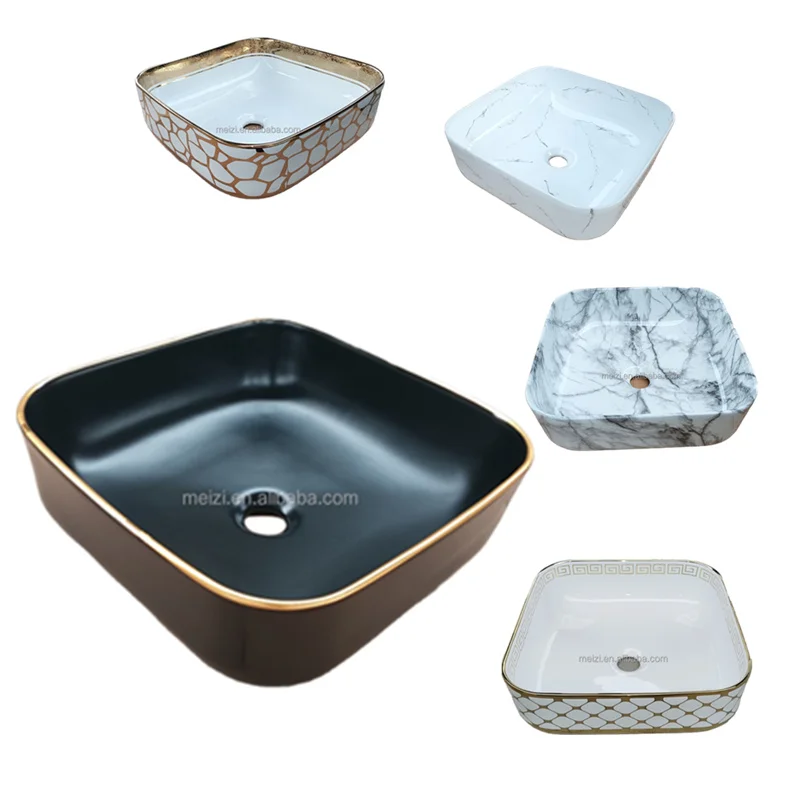 High quality hand gold basin countertop bathroom ceramic gold plated wash basin price
