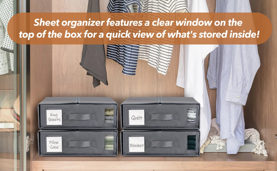 High quality bed sheet organizer foldable storage box for cover set with zipper closet organizer for bedding clothes blankets