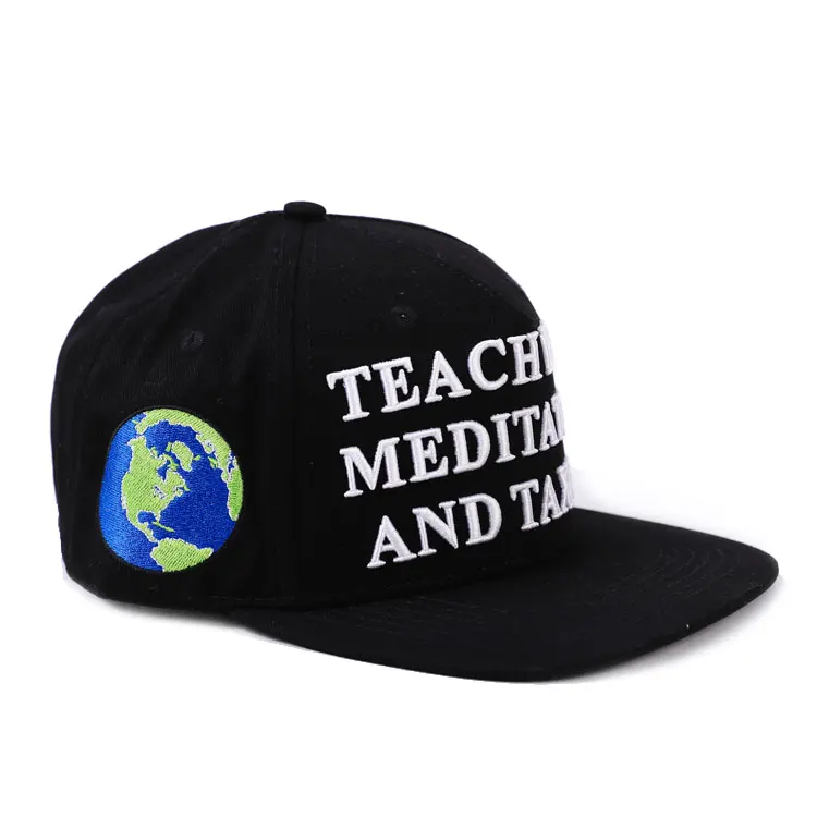 Wholesale New Men Adjustable Black Plain Blank Hip Hop 5 Panel A Frame 3D Puff Embroidery Logo Custom Snapback Cap Hat