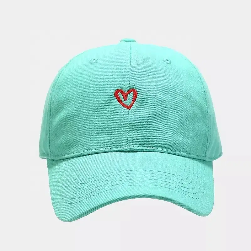 Factory wholesale spring cotton soft top simple small love embroidered baseball cap solid color couple visor