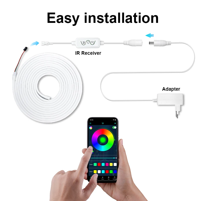 Hot Sale Dynamic Neon Lights Kit 5M Outdoor IP65 Waterproof Cuttable Smart RGB Flexible Led Strip Lights for Home Decor