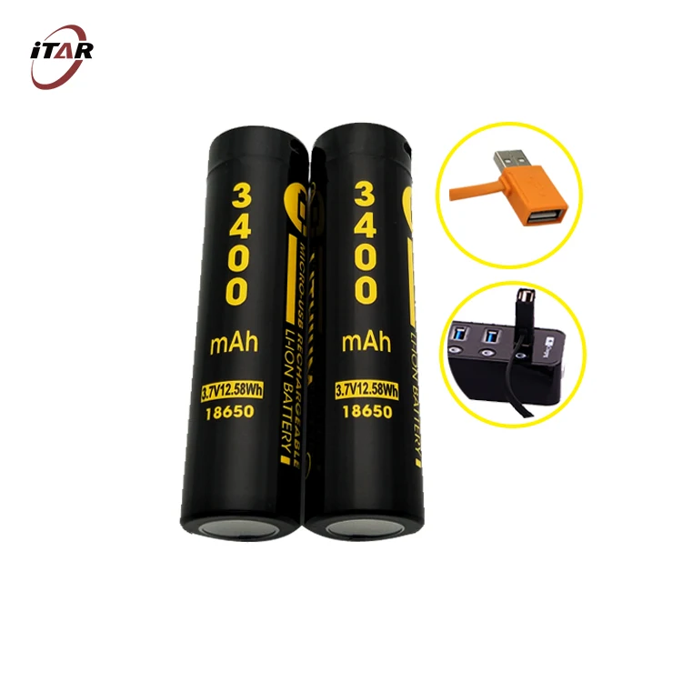 lithium battery rechargeable ICR 18650 3.7V 3200mAh 3400mAh 3500mAh 3800mAh USB charging battery cell