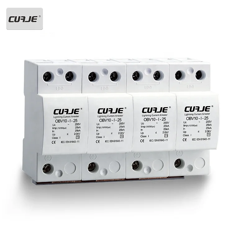 T1  t2 385V three phase spd 4 poles 25kA AC surge protection device surge suppressor