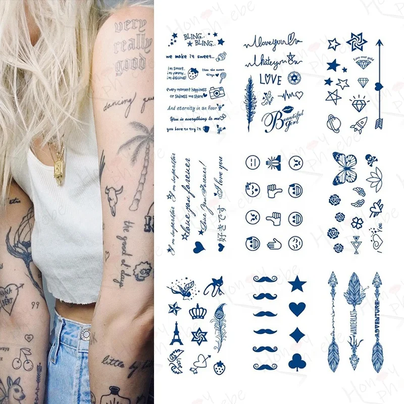 Honey Phoebe real simulation tattoo sticker semi permanent long lasting waterproof tattoo arm rest worlds famous tattoo ink