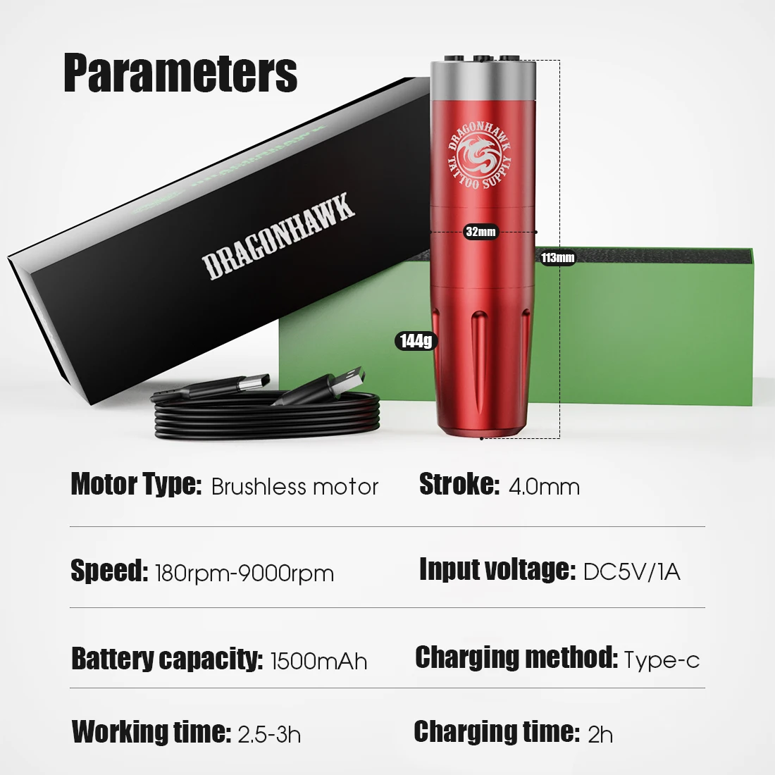 1500mAh Capacity Adjustable Stroke SMP Tattoo Machine For Permanent Makeup Brows Lips Eyelines Wireless Tattoo Pen