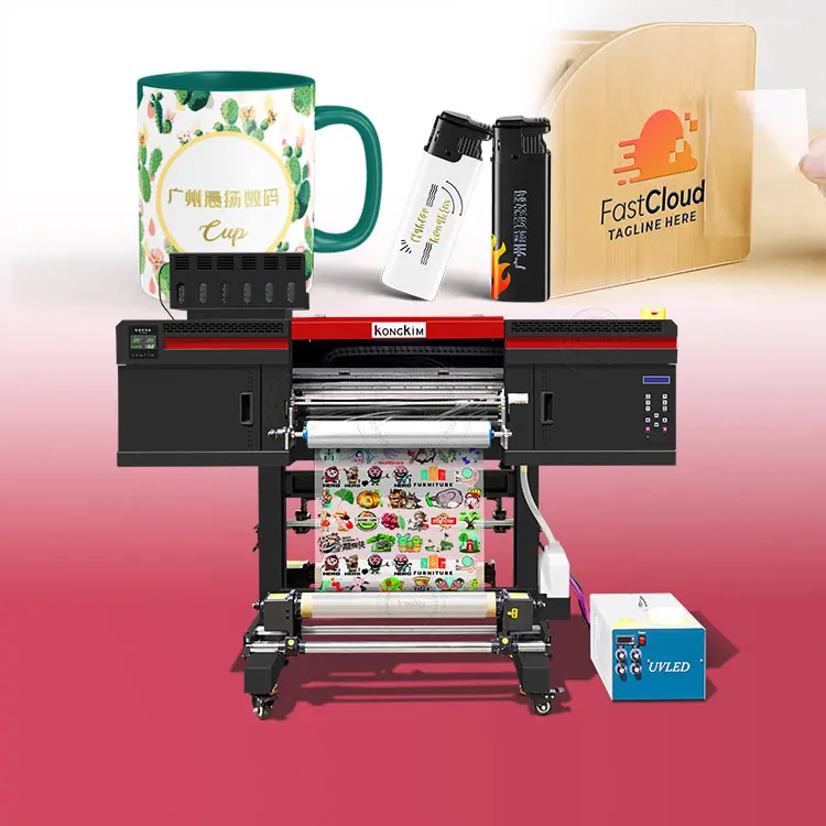 Kongkim uv dtf printer with laminator Roll to Roll UV DTF Printing Printer Wholesale Price 2 in 1 Combo Set UV DTF Printer