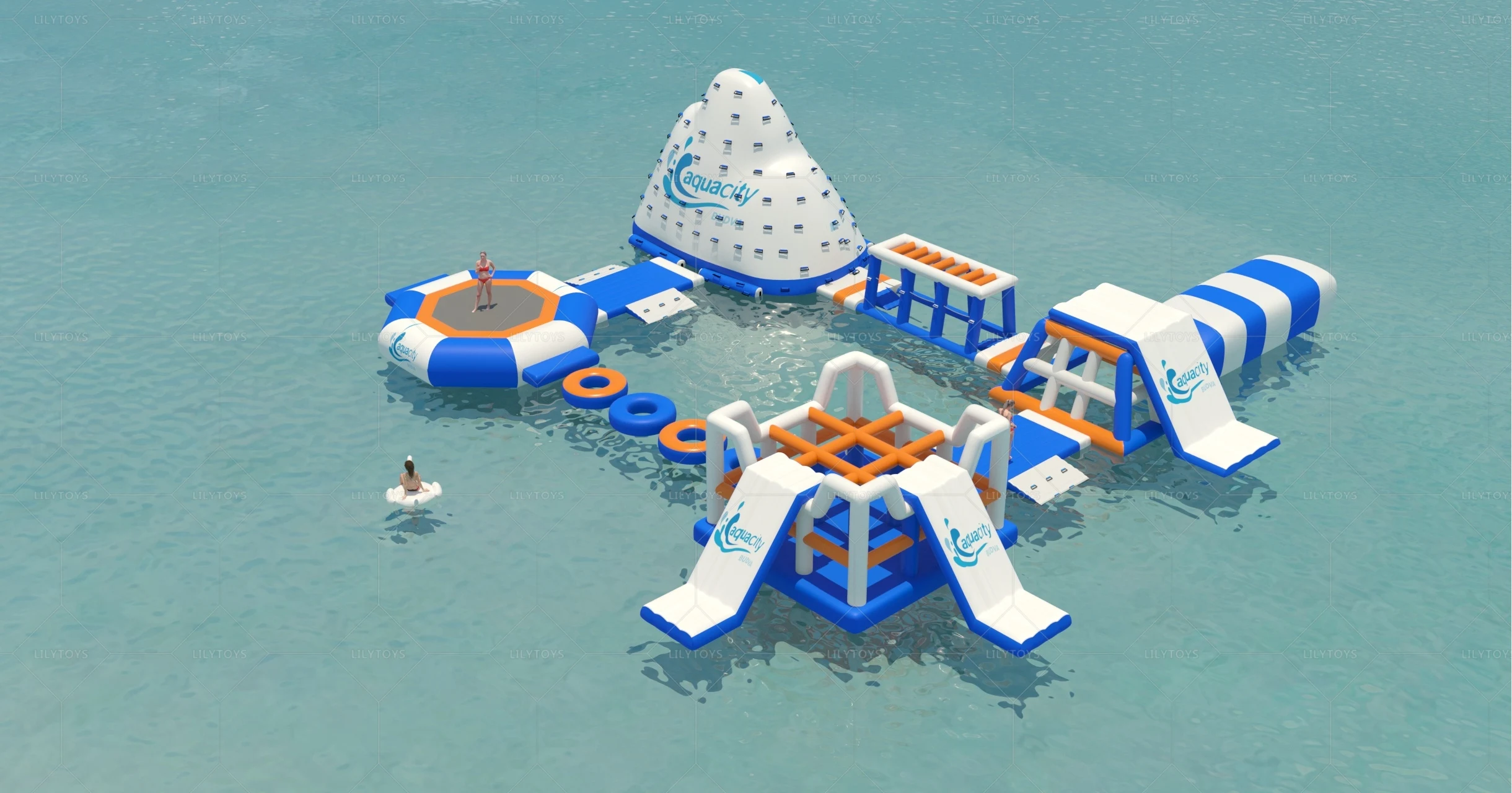 Lilytoys Manufacturers Floating Inflatable Water Slide And Obstacle Course Aqua Park For Summer