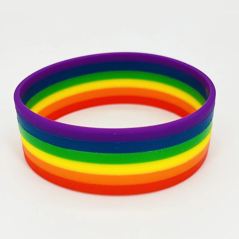Pride LOVE IS LOVE  Jewelry Engraved Silicone Bracelet Unisex Custom Logo Printed Rainbow Rubber Wrist Band Bracelet