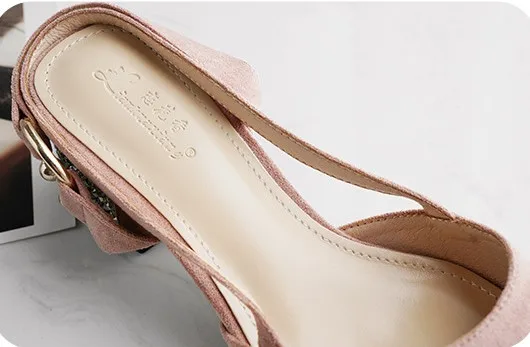 NANA rubber sole sandals female dress shoes, new 5cm high heels rhinestone pointed dress shoes,faux suede leather shoes