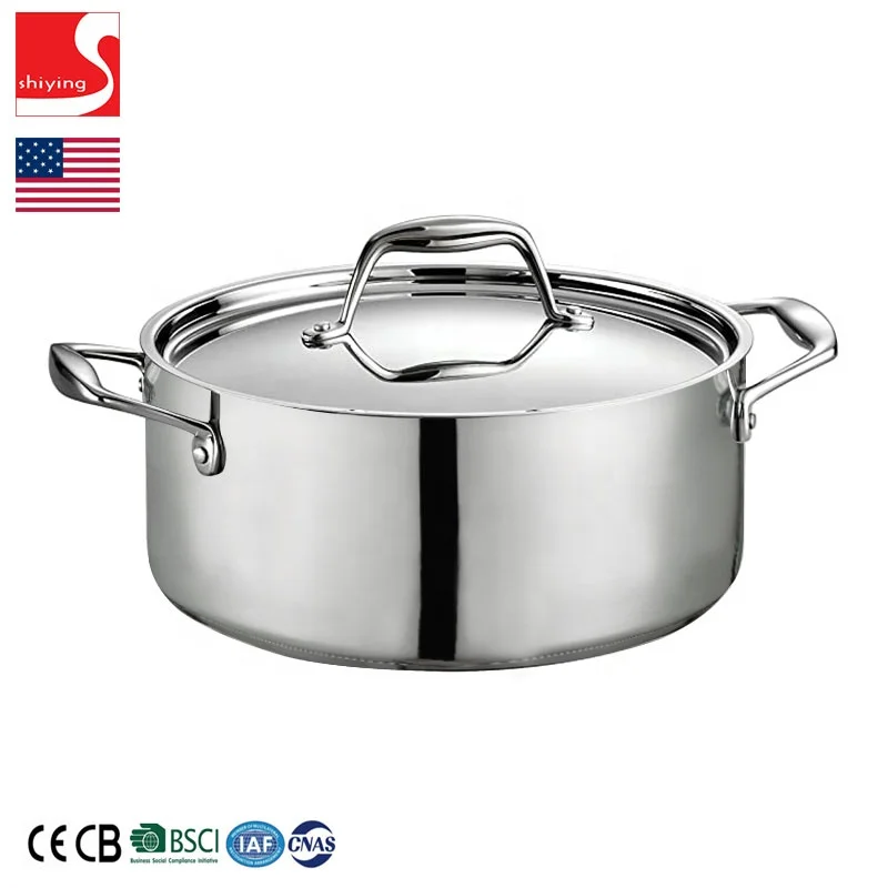 SY-Kitchenware Gourmet Stainless Steel Induction-Ready Tri-Ply Clad Covered Dutch Oven, 5-Quart casserole cooking pot induction