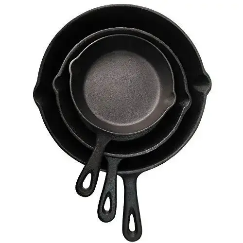 6/8/10 inch Pre-seasoned Cast Iron Skillet Frying Pan cast iron cookware set for both Indoor & Outdoor use