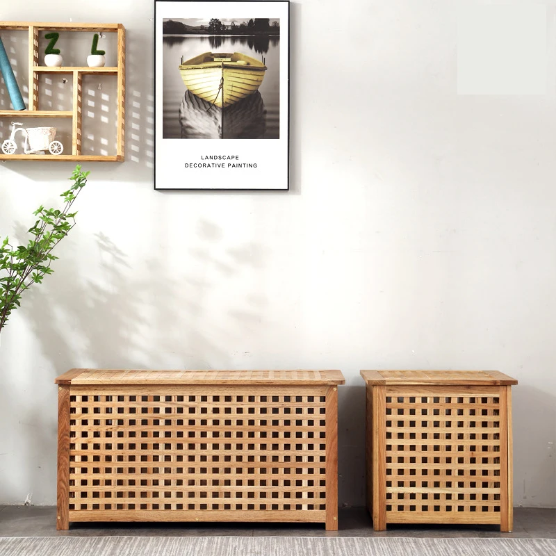Customized Livingroom Bathroom Bamboo Wooden Dirty Clothes Bamboo Laundry Storage Box/Bin/Basket/Organizer