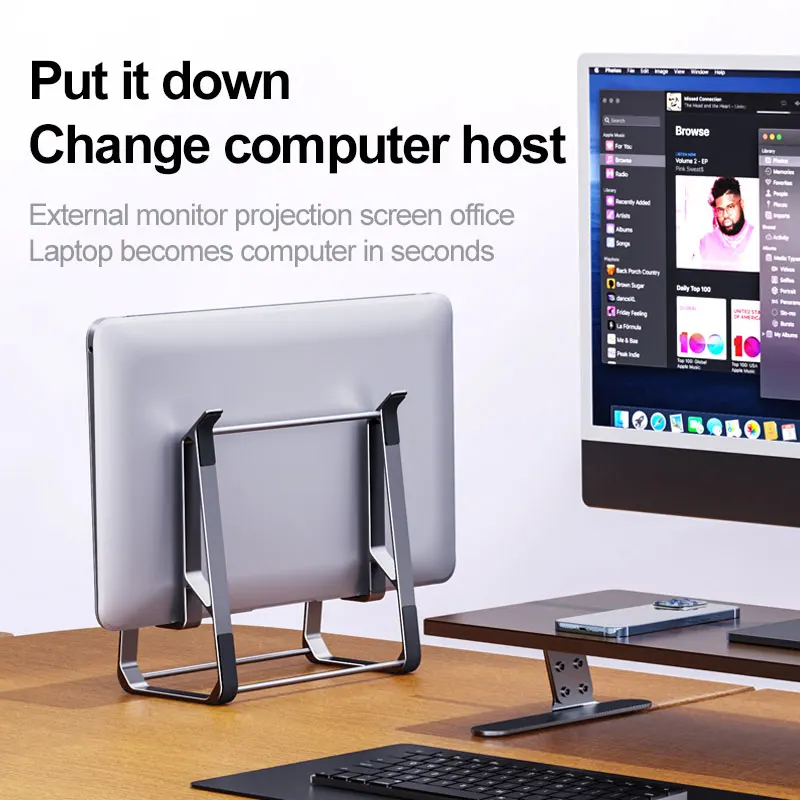 Boneruy Fast Shipping Mini Folding Adjustable Portable Vertical Plastic Aluminum Laptop Stand for Desk Home Office