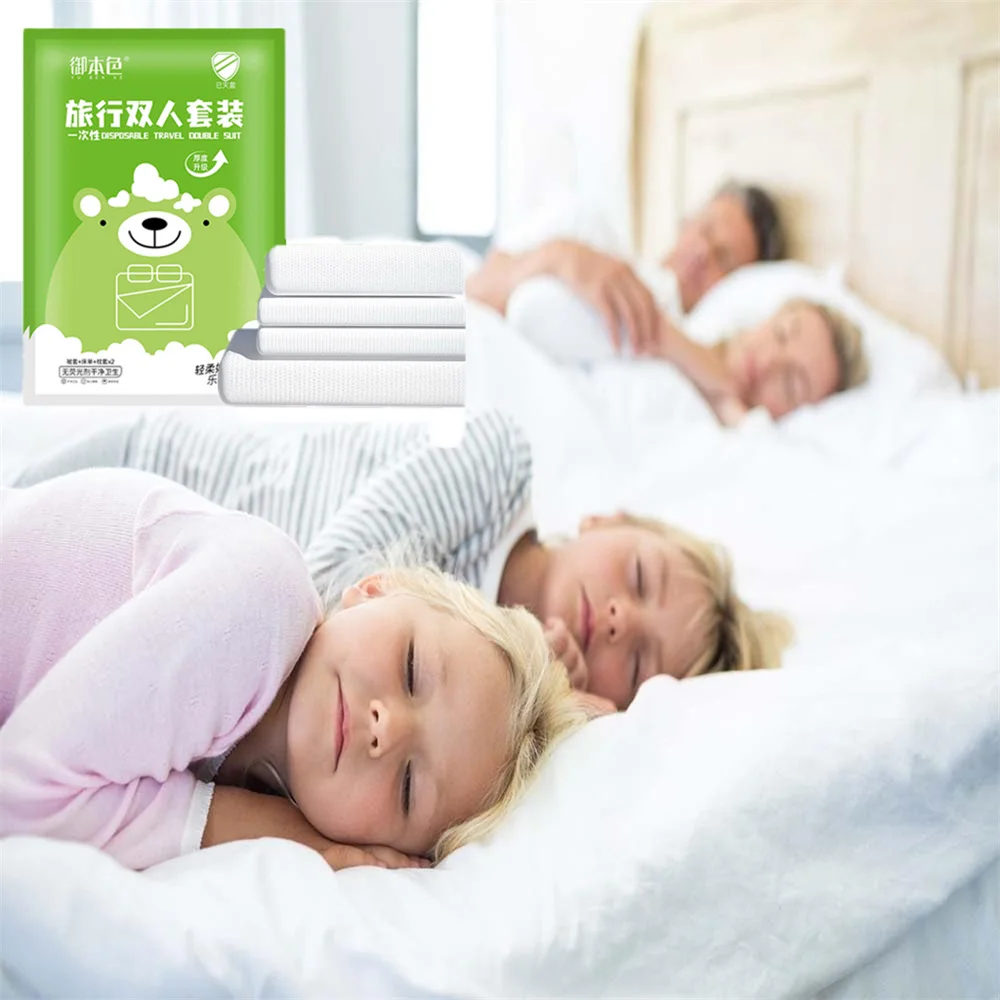 Disposable Hotel Bedding Set Pillowcase & Duvet Cover No Need to Wash Convenient for Travel Bed Sheets