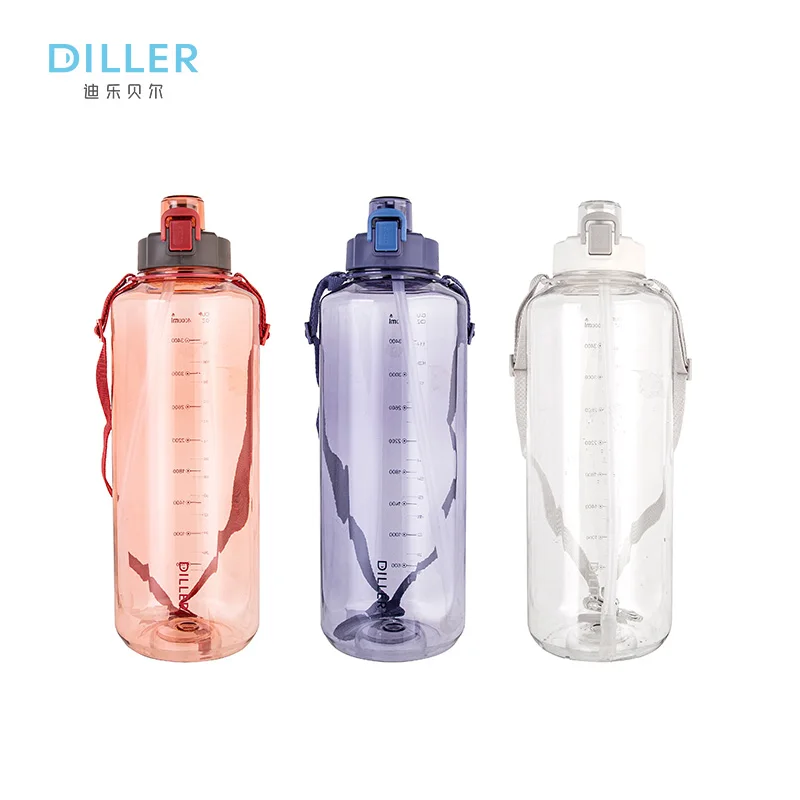 
Wholesale Large capacity empty half 1 gallon gym plastic sports water bottle with straw 
