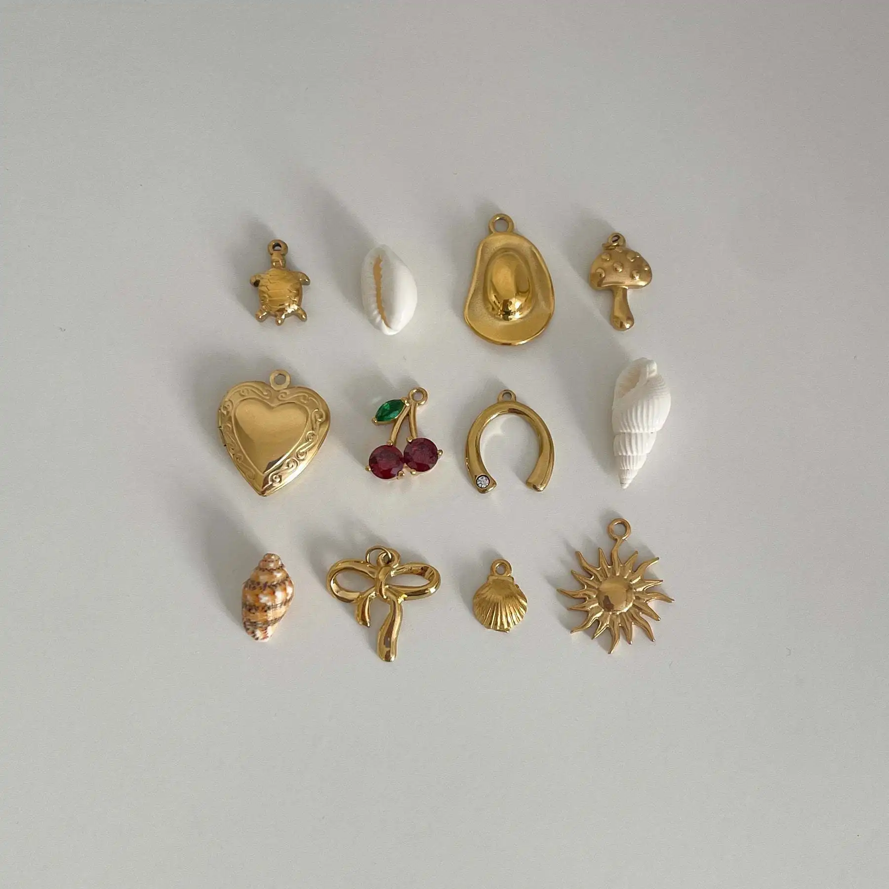 Stainless Steel DIY Jewelry Accessories Fashion Dainty Boots Bow Chili Cherry Heart Pearl Charm Pendant for Necklace Bracelet