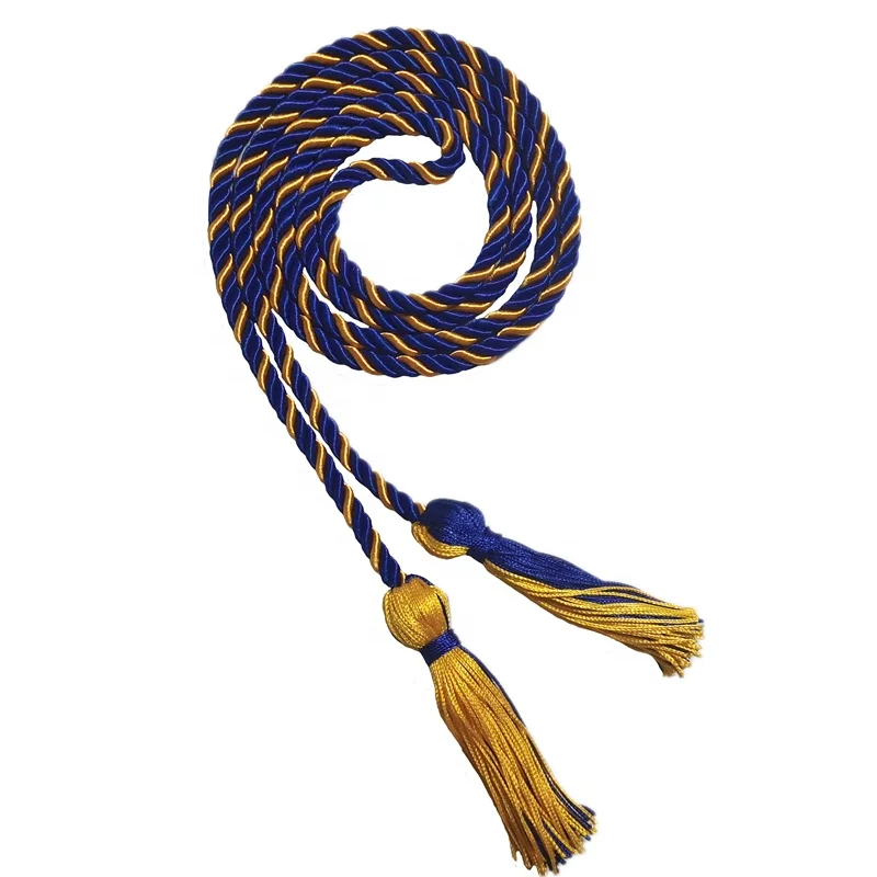 Wholesale Royal blue/gold color  high quality  Multicolor Academic  graduation honor  cords graduation cords