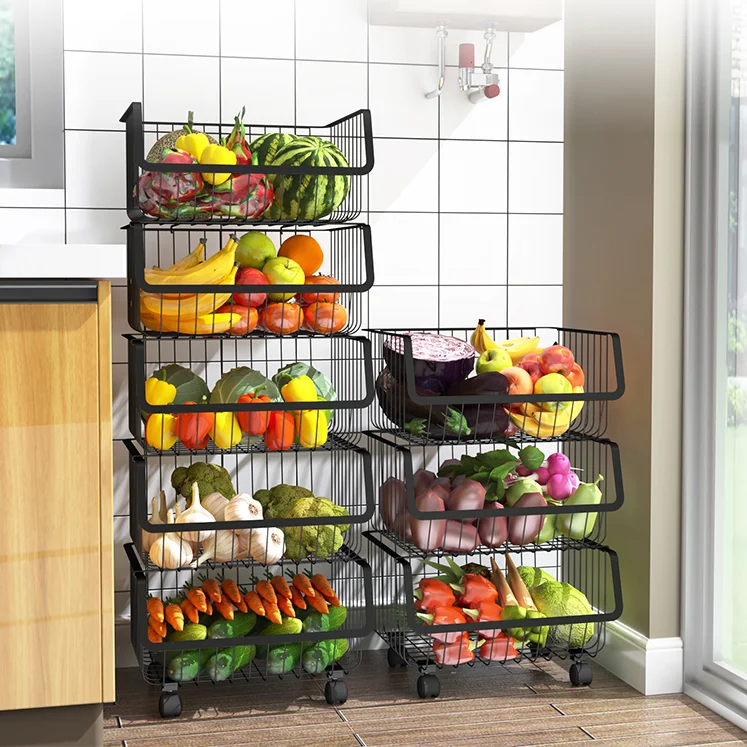 Factory supply multilayer kitchen storage rack fruit and vegetable basket