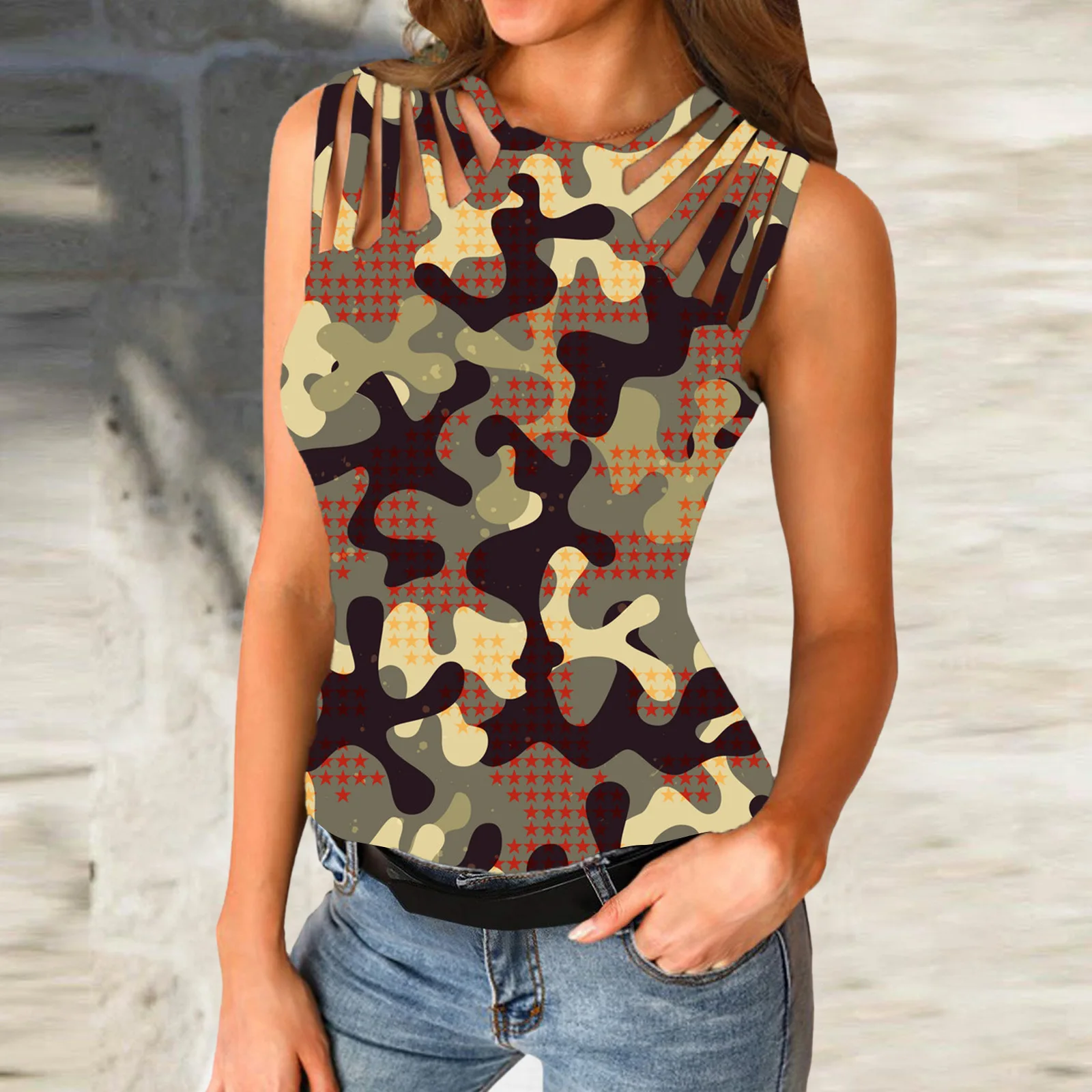 New Style High Temperature Setting Craft Crew Neck Collar Women Sleeveless Crop Tank Top