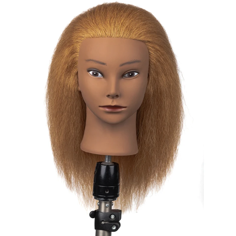 Kinky Curly 100% Real Human Hair Mannequin Head for Hairdresser Practice Afro Cosmetology Manikin Doll Head Styling Hair