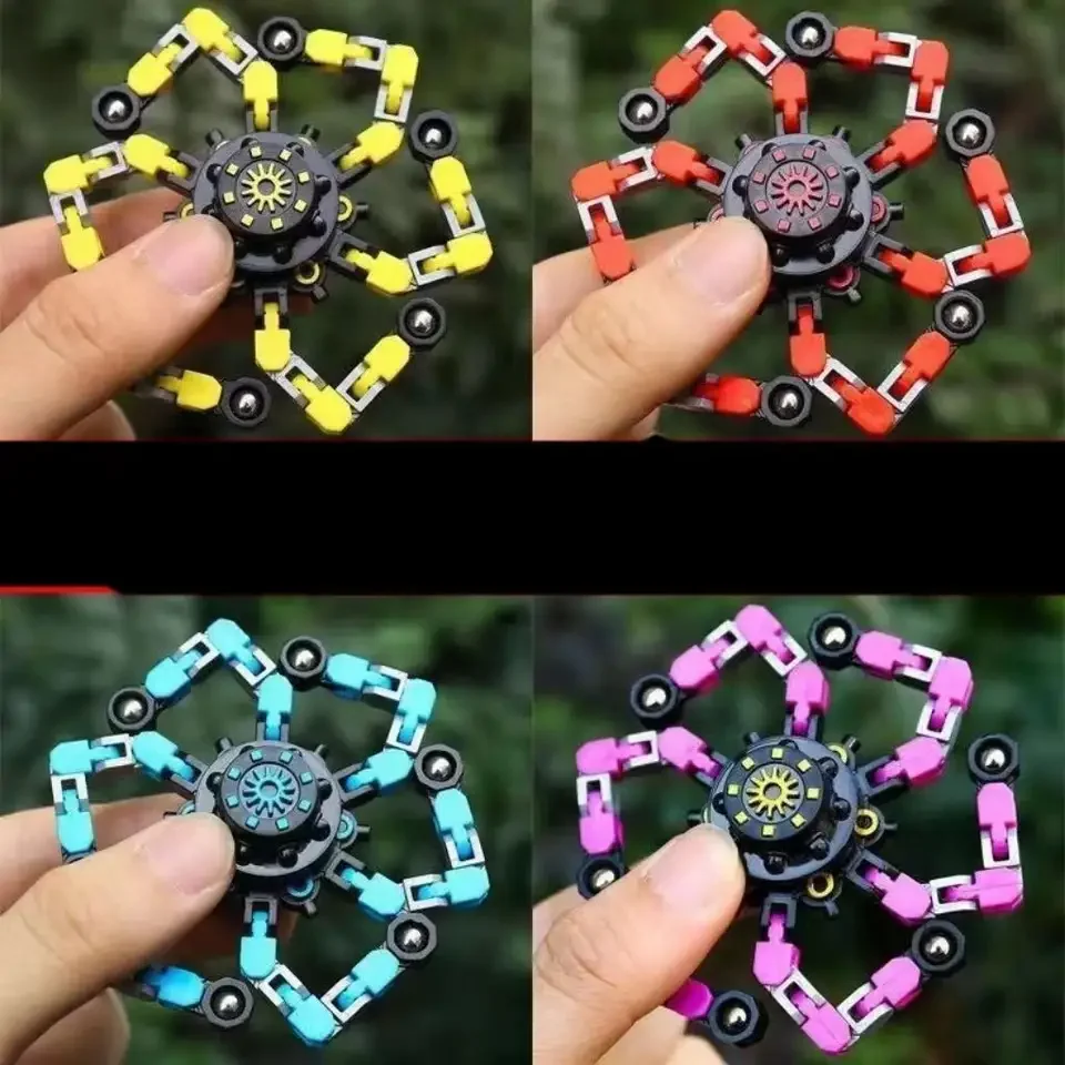 Funny Sensory Fidget Toys, Transformable Chain Robot Finger Toy DIY Deformation Robot Mechanical Spinners