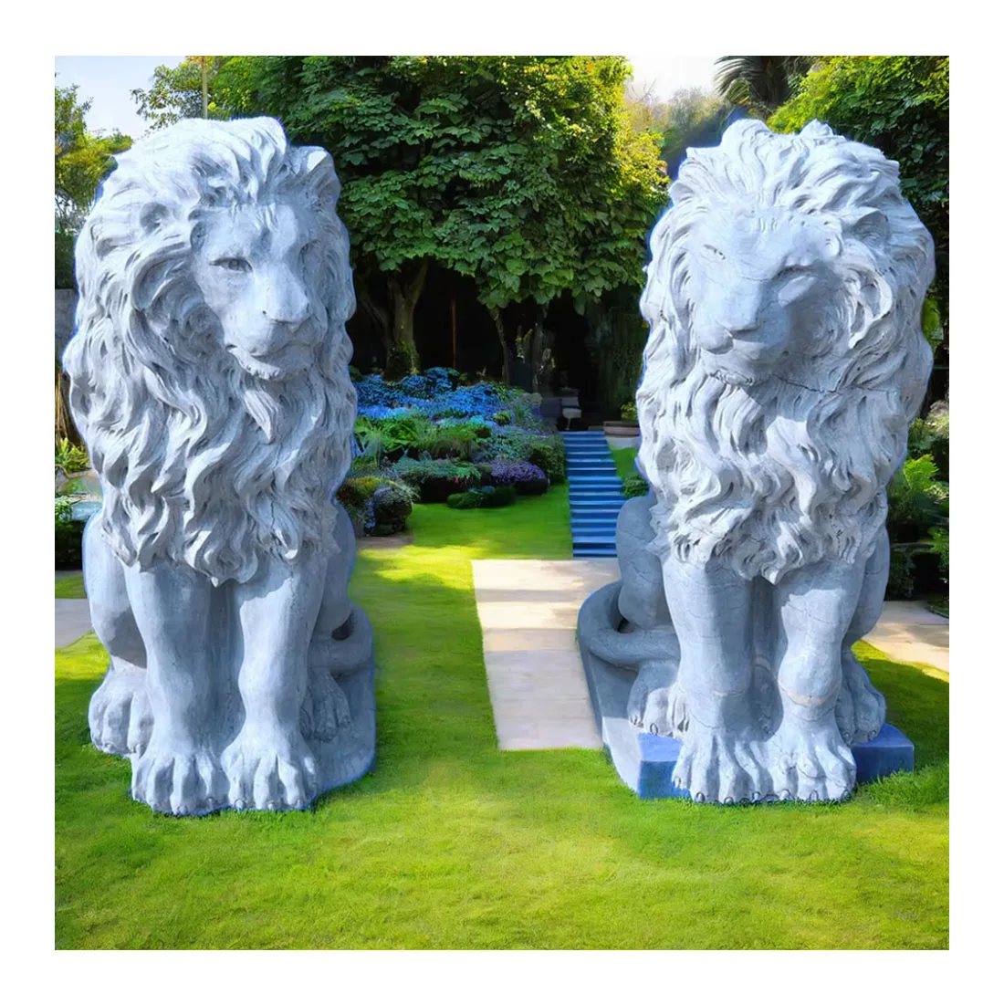 Custom stone lion statue animal sculpture limestone statue