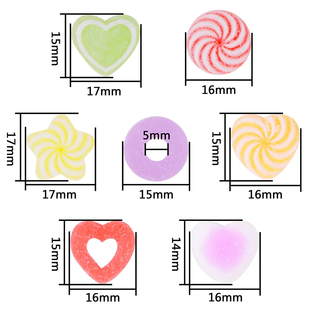 Multiple Shaped Simulation Cute Heart Candy Soft Sweets Resin Cabochon Mini Food Embellishments For Scrapbooking Diy Accessories