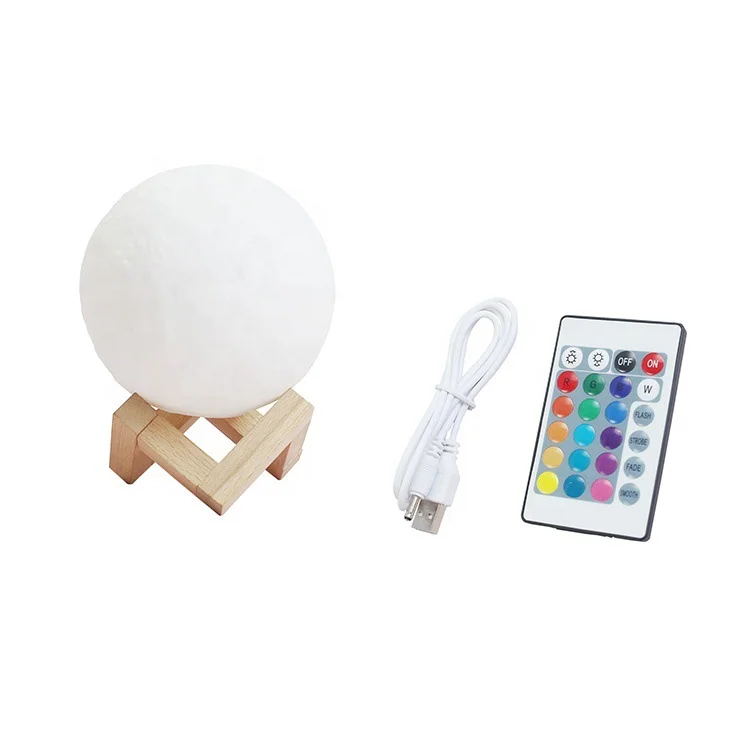 PVC Lunar Light Gift Rechargeable 16 Colors Touch moon light Change Remote 3D Printing Globe Moon Light LED 3D Moon Lamp