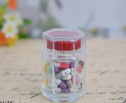 Высококачественная Шестигранная прозрачная стеклянная бутылка 80 мл Птичье гнездо герметичная фармацевтическая стеклянная капсула стеклянная банка с акриловой крышкой