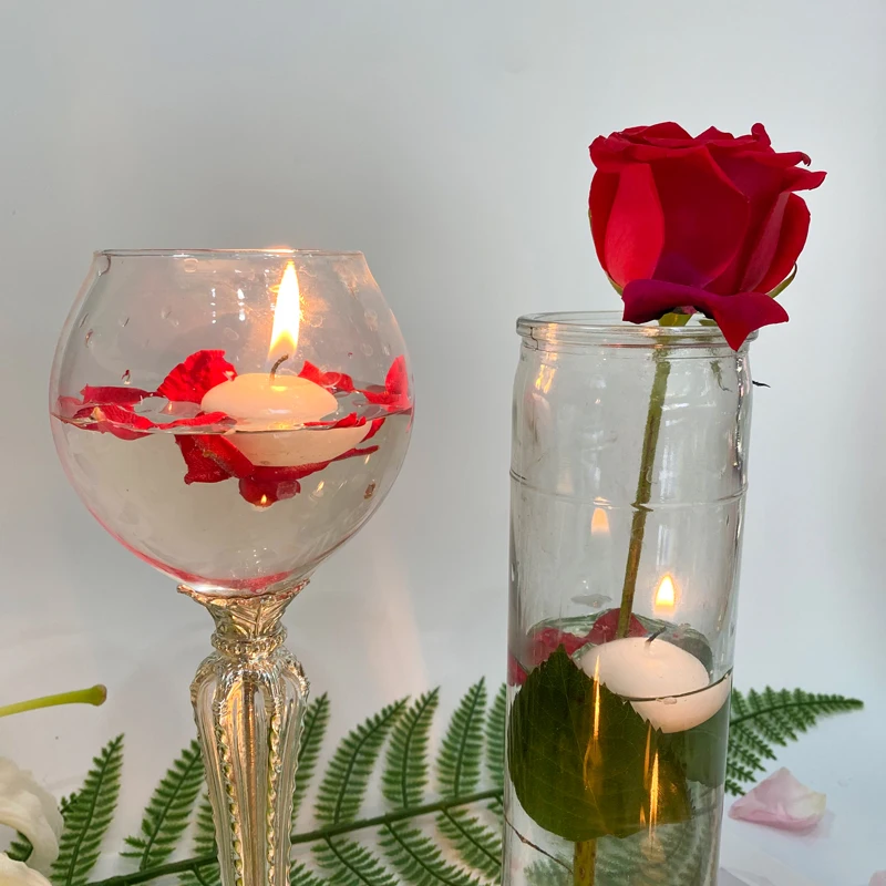 24 Pack Floating Candles 3inch White Unscented Wax Burning Candles for Weddings Party and Holiday