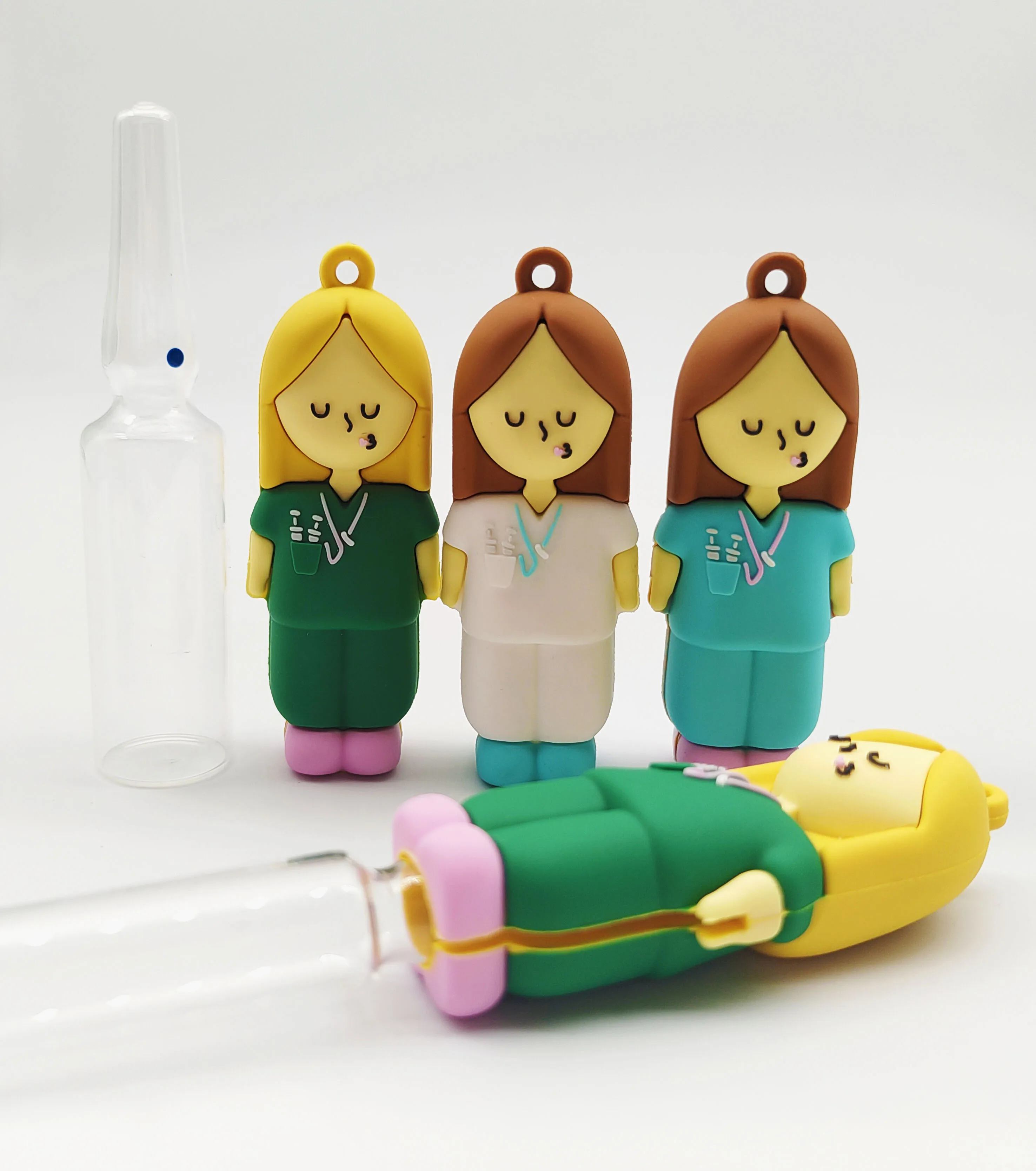 Silicone PVC Rubber Transparent White Glitter Syringe Shaped Ampoule Cutter For Breaking Ampoule Opening Blister Nursing Tool