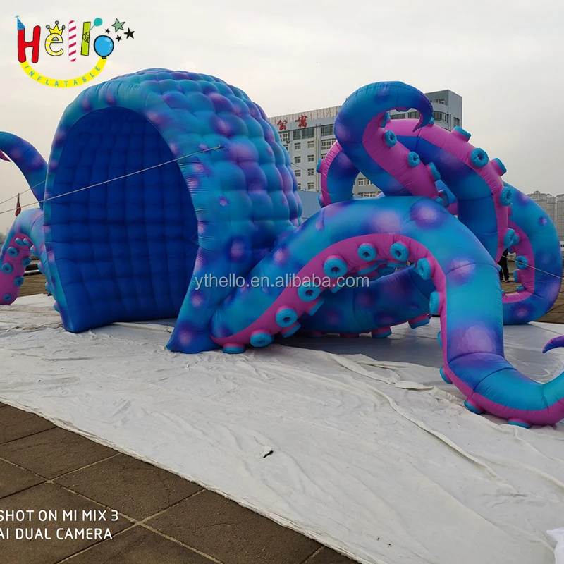 Advertising event inflatable cartoon blue octopus LED light model Inflatable DJ octopus stage for decor