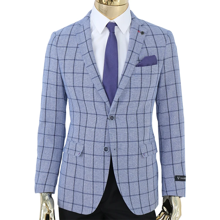 
Factory Supply Blazer Suit Mens Linen Blue Plain Fashion Suits Casual Wear 