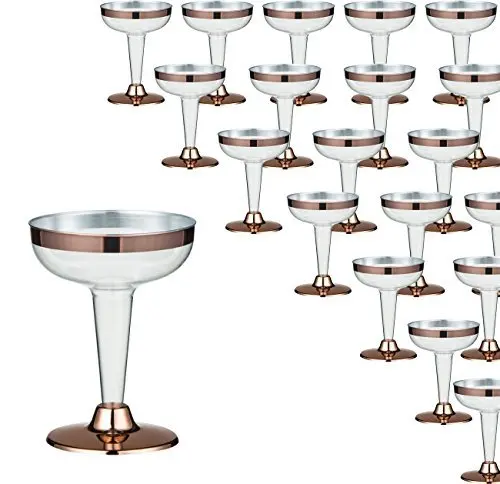 
High Quality Rose Gold Rim Hard Plastic Martini Glass 