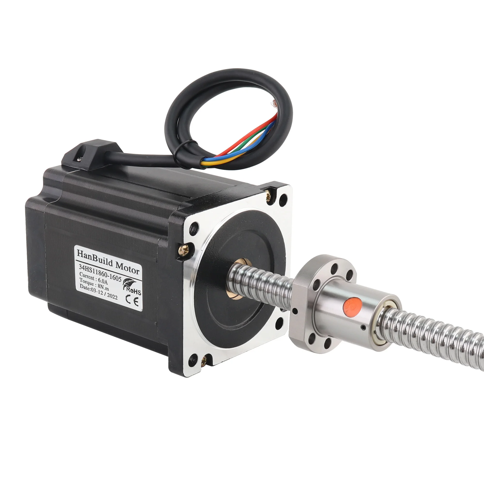 HanBuild ballscrew 34HS11860-SFU1605 ball screw for CNC milling machine  torque 8.0N.M 6.0A 300mm linear nema34 stepper motor