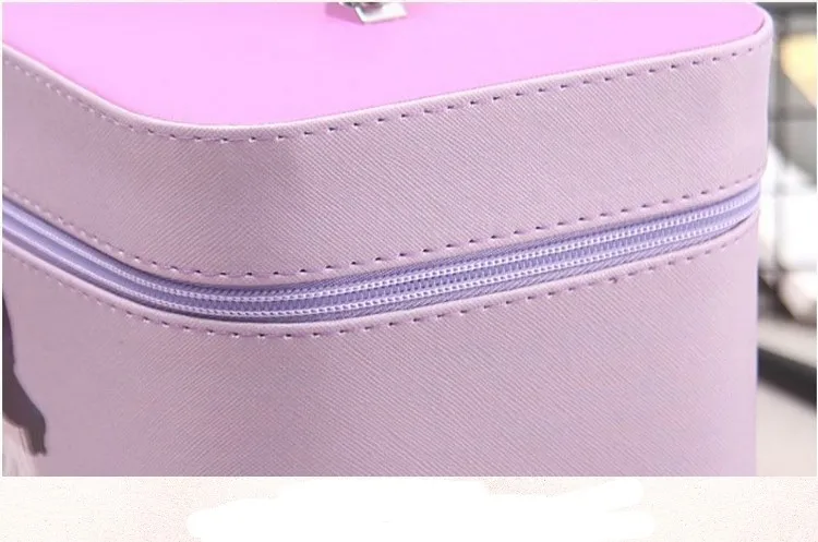 Vintage printed big zipper standing Gift Brush packaging Skin care cosmetic bag makeup vanity organizer Storage box with mirror