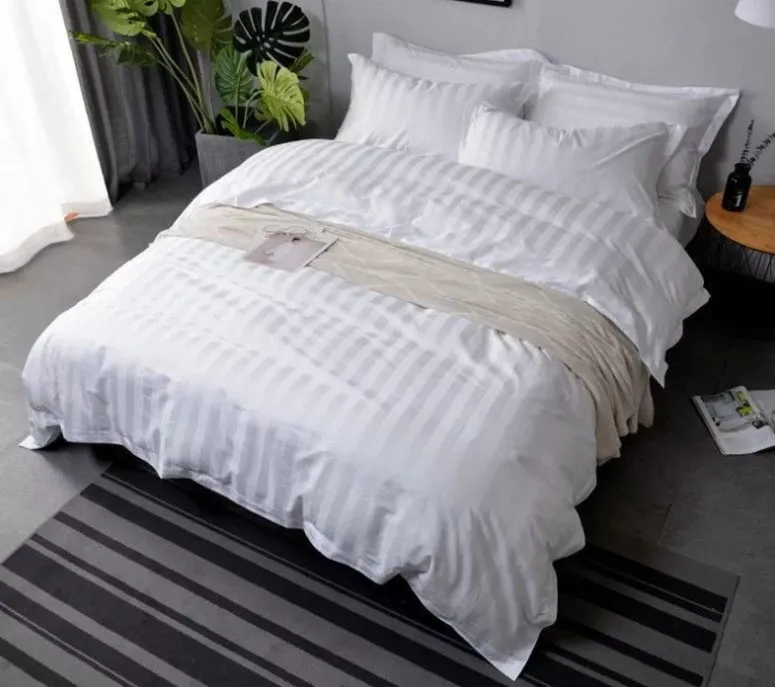 Лидер продаж постельное белье из 100% хлопка для двуспальной кровати белые комплекты постельного белья отеля