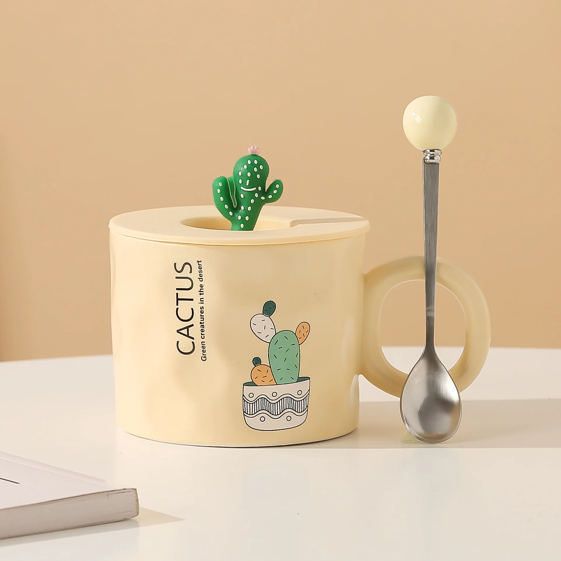 Wholesale Ceramic Cup with Lid Spoon  Gift Box Cup Couple Office Water Cup Coffee and Milk Mug