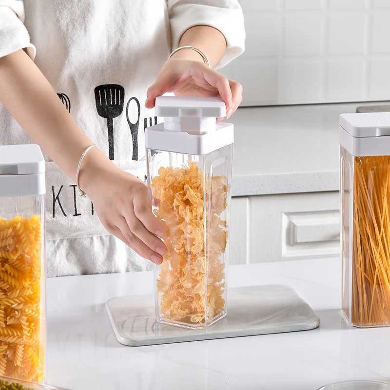 Kitchen Pantry Stackable Airtight Cereal fridge Organizer Dry bulk Food Storage Container Grain Transparent Tank with lid