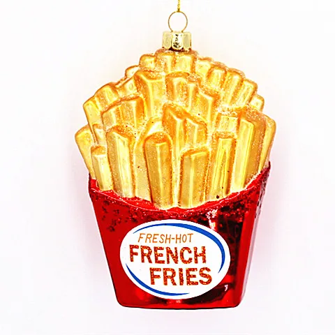 Popular christmas glass ornament  christmas decorative fake french fries ornament 2020-2021 NEW DESIGN
