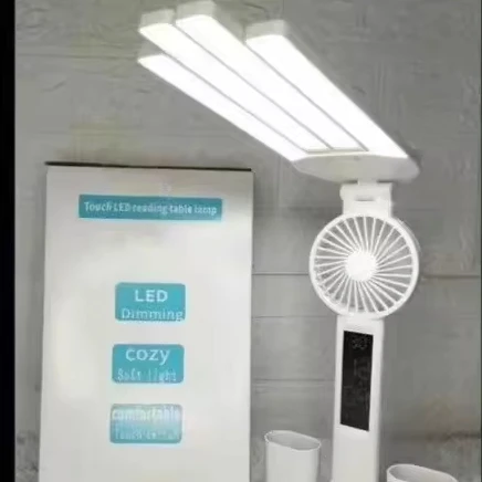 Dimmable Eye Protection LED Reading Light Multifunctional Foldable  Table Light with Fan  Touch Night Light with Pen Holder